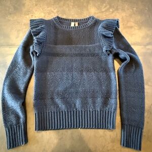Anthro Pilcro Navy Ruffled Sweater